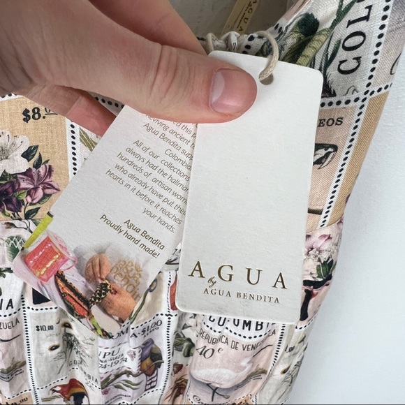 Agua by Agua Bendita Herbarium Estampillas Bird Flower Patch Linen Dress - Picture 11 of 11